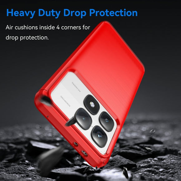 EIDERWOOD Xiaomi 14T Pro Brushed Carbon Fiber Fleksibelt Plastik Cover - Rød