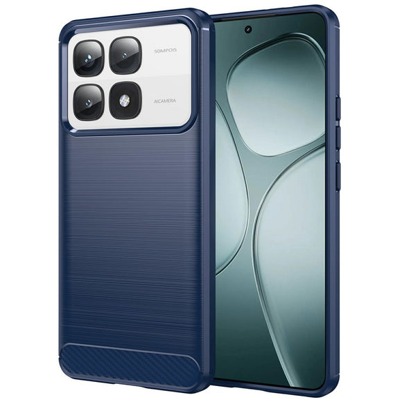 EIDERWOOD Xiaomi 14T Pro Brushed Carbon Fiber Fleksibelt Plastik Cover - Blå