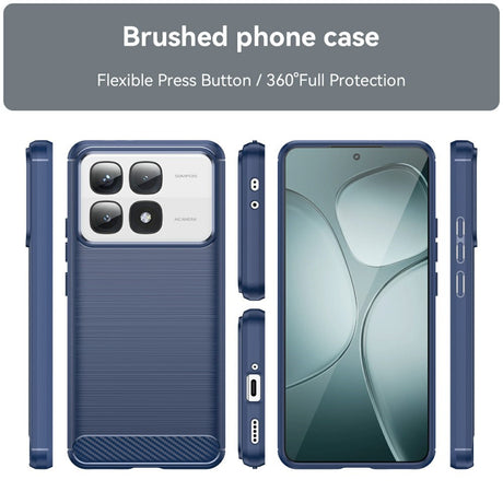 EIDERWOOD Xiaomi 14T Pro Brushed Carbon Fiber Fleksibelt Plastik Cover - Blå