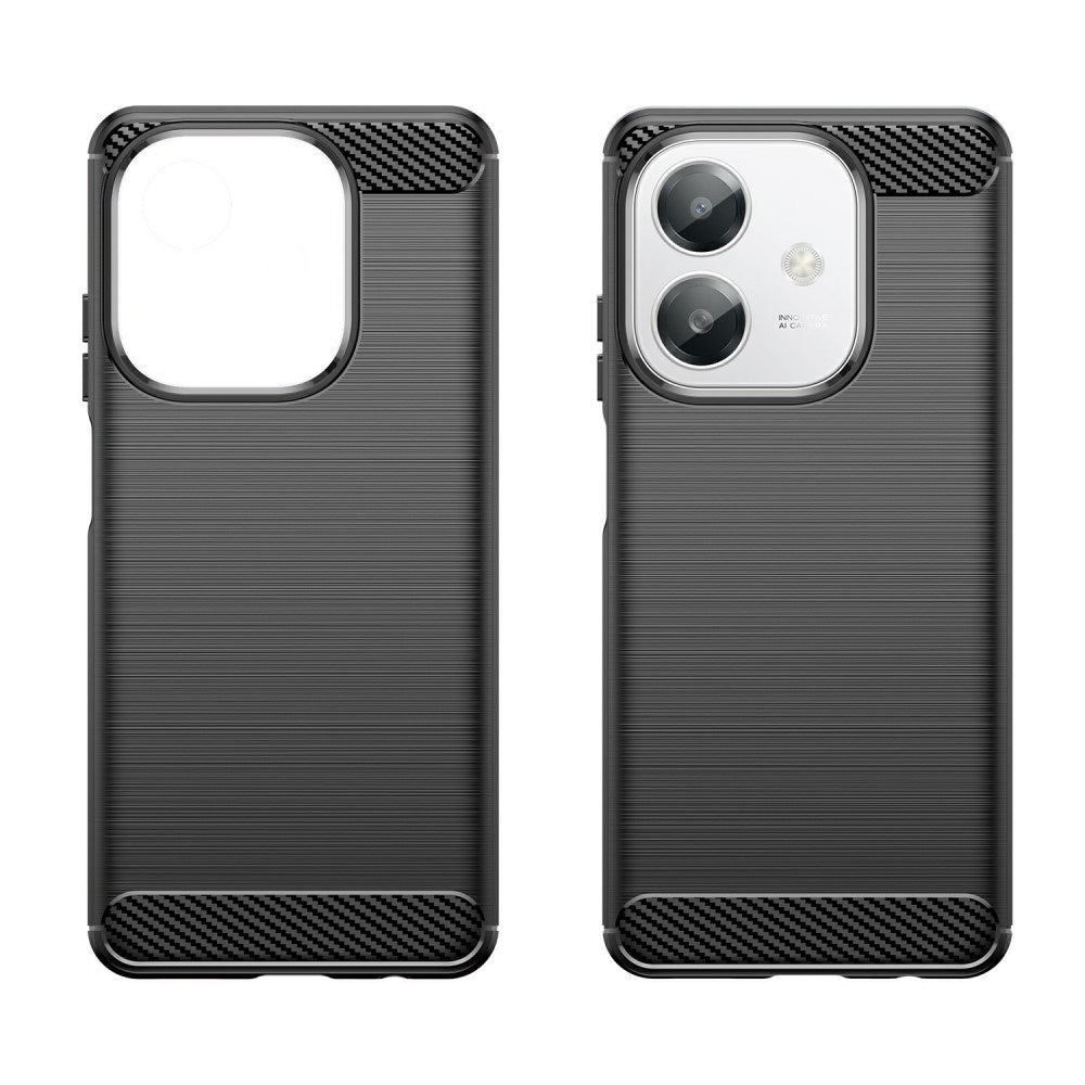 EIDERWOOD OPPO A60 / A40m / A40 Brushed Carbon Fiber Fleksibelt Plastik Cover - Sort