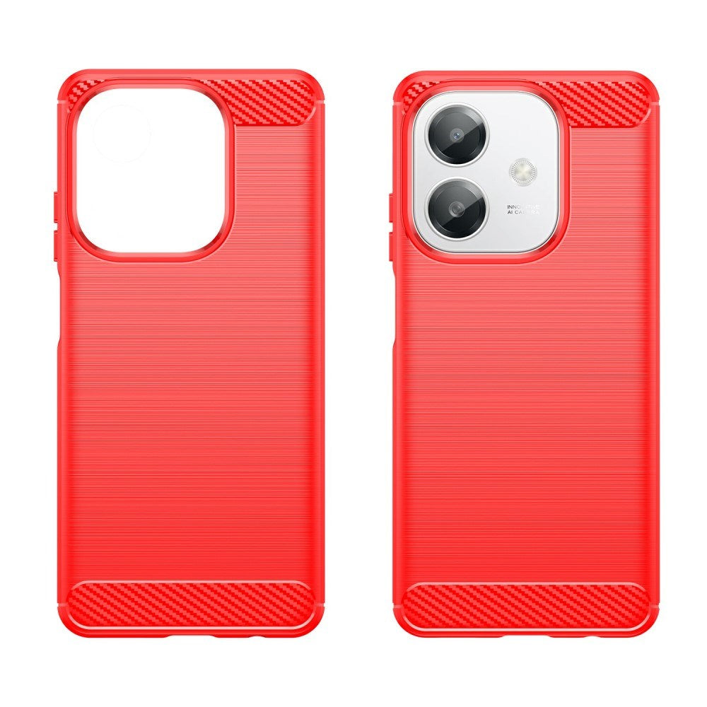 EIDERWOOD OPPO A60 / A40m / A40 Brushed Carbon Fiber Fleksibelt Plastik Cover - Rød
