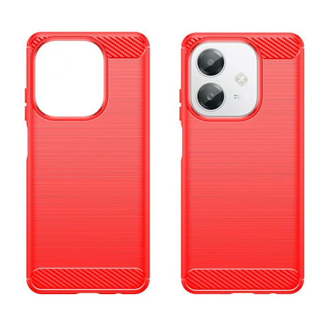 EIDERWOOD OPPO A60 / A40m / A40 Brushed Carbon Fiber Fleksibelt Plastik Cover - Rød