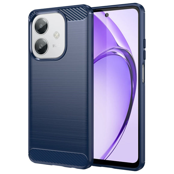 EIDERWOOD OPPO A60 / A40m / A40 Brushed Carbon Fiber Fleksibelt Plastik Cover - Blå
