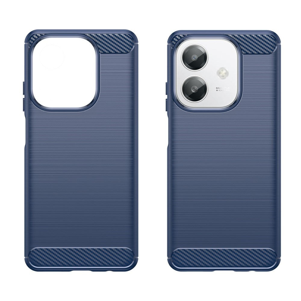 EIDERWOOD OPPO A60 / A40m / A40 Brushed Carbon Fiber Fleksibelt Plastik Cover - Blå
