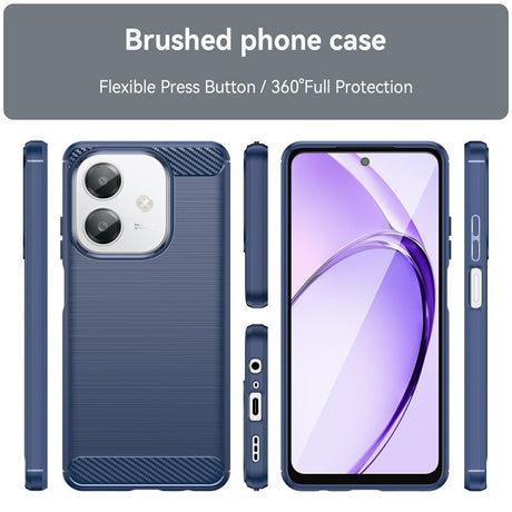 EIDERWOOD OPPO A60 / A40m / A40 Brushed Carbon Fiber Fleksibelt Plastik Cover - Blå