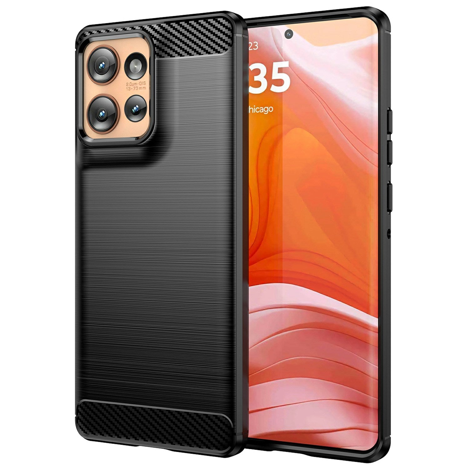 EIDERWOOD Motorola Edge 50 Cover Carbon Fiber Texture - Sort