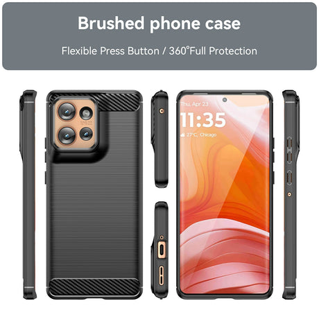 EIDERWOOD Motorola Edge 50 Cover Carbon Fiber Texture - Sort