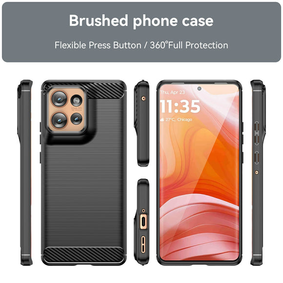EIDERWOOD Motorola Edge 50 Cover Carbon Fiber Texture - Sort