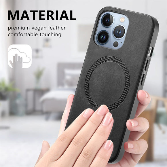 iPhone 16 Pro Læderbelagt Plastik Cover - MagSafe Kompatibel - Gul