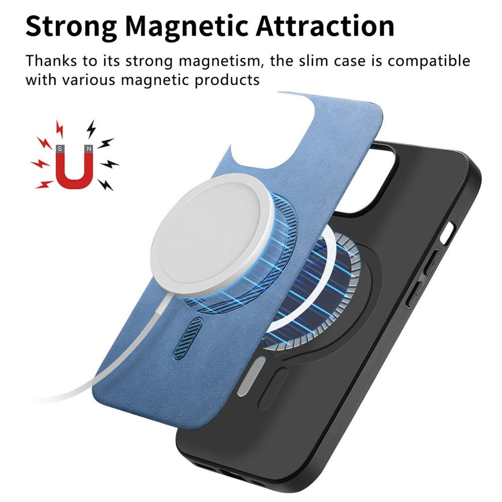 iPhone 16 Pro Max Læderbelagt Plastik Cover - MagSafe Kompatibel - Grøn
