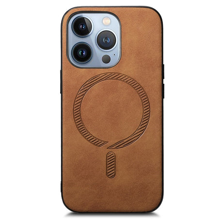 iPhone 16 Pro Max Læderbelagt Plastik Cover - MagSafe Kompatibel - Brun