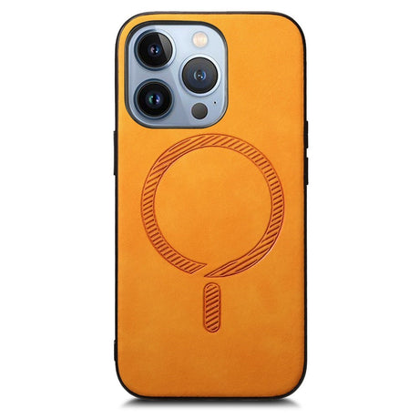 iPhone 16 Pro Max Læderbelagt Plastik Cover - MagSafe Kompatibel - Gul