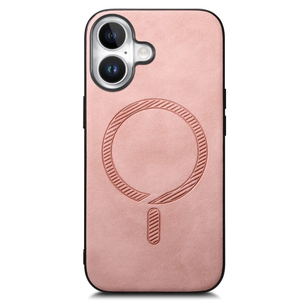 iPhone 16 Læderbelagt Plastik Cover - MagSafe Kompatibel - Lyserød
