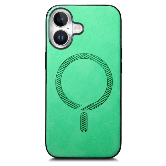 iPhone 16 Læderbelagt Plastik Cover - MagSafe Kompatibel - Grøn