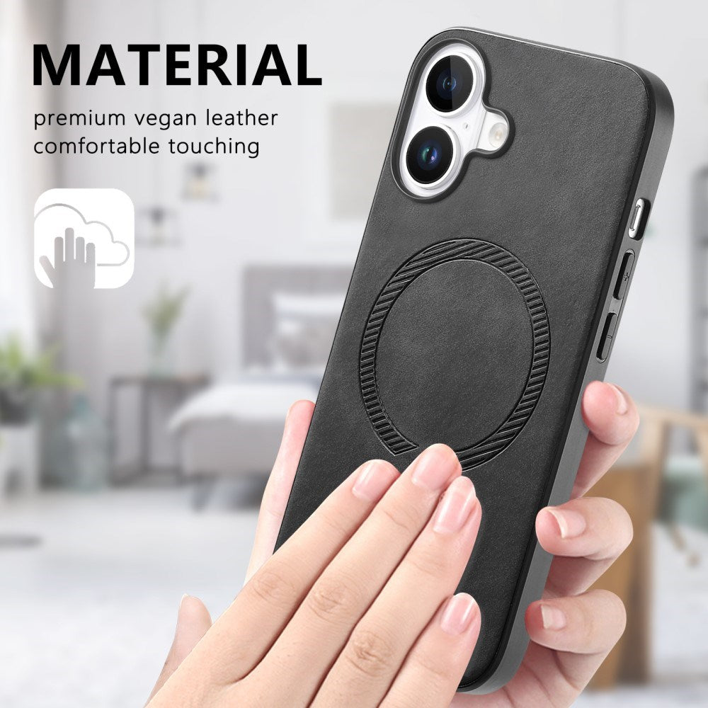 iPhone 16 Læderbelagt Plastik Cover - MagSafe Kompatibel - Grøn
