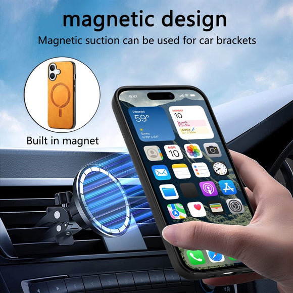iPhone 16 Læderbelagt Plastik Cover - MagSafe Kompatibel - Grøn