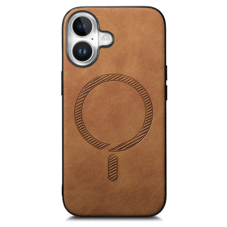 iPhone 16 Læderbelagt Plastik Cover - MagSafe Kompatibel - Brun