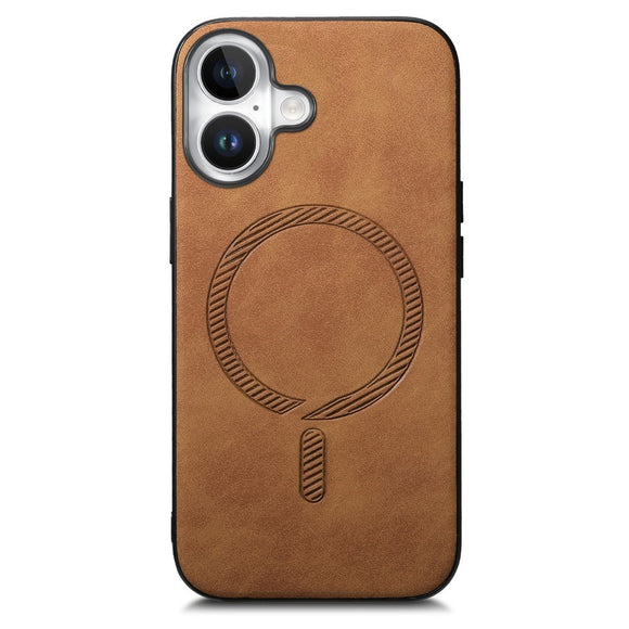 iPhone 16 Læderbelagt Plastik Cover - MagSafe Kompatibel - Brun