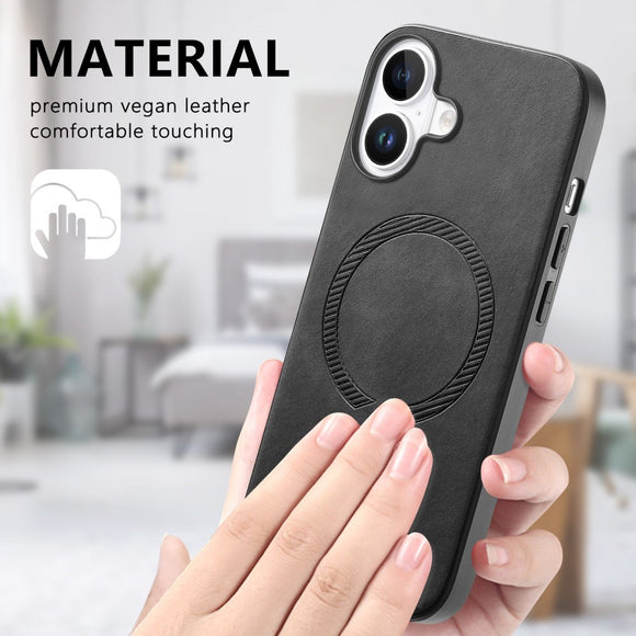 iPhone 16 Læderbelagt Plastik Cover - MagSafe Kompatibel - Brun