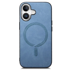 iPhone 16 Læderbelagt Plastik Cover - MagSafe Kompatibel - Blå