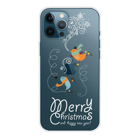 EIDERWOOD iPhone 16 Pro Max Fleksibelt Plast Julecover - Merry Christmas - Fugle på Skøjter