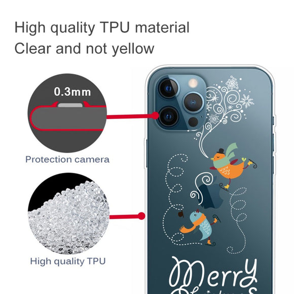EIDERWOOD iPhone 16 Pro Max Fleksibelt Plast Julecover - Merry Christmas - Fugle på Skøjter