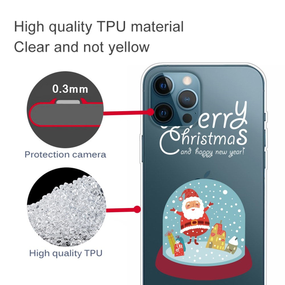 EIDERWOOD iPhone 16 Pro Max Fleksibelt Plast Julecover - Merry Christmas - Snekugle m. Julemand