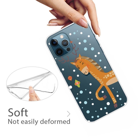 EIDERWOOD iPhone 16 Pro Fleksibelt Plastik Jule Cover - Rensdyr Hest