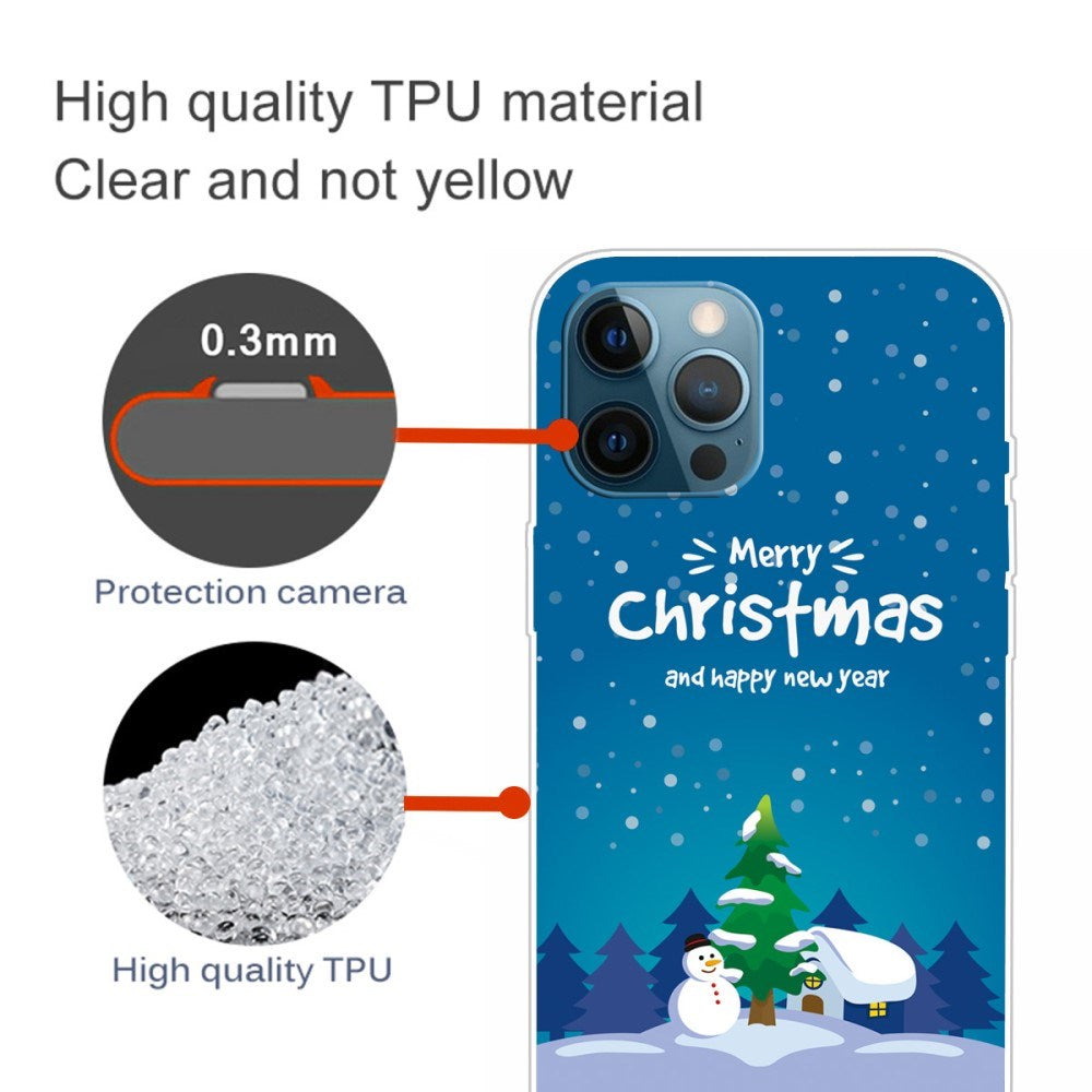 EIDERWOOD iPhone 16 Pro Max Fleksibelt Plast Julecover - Merry Christmas - Snemand & Juletræ