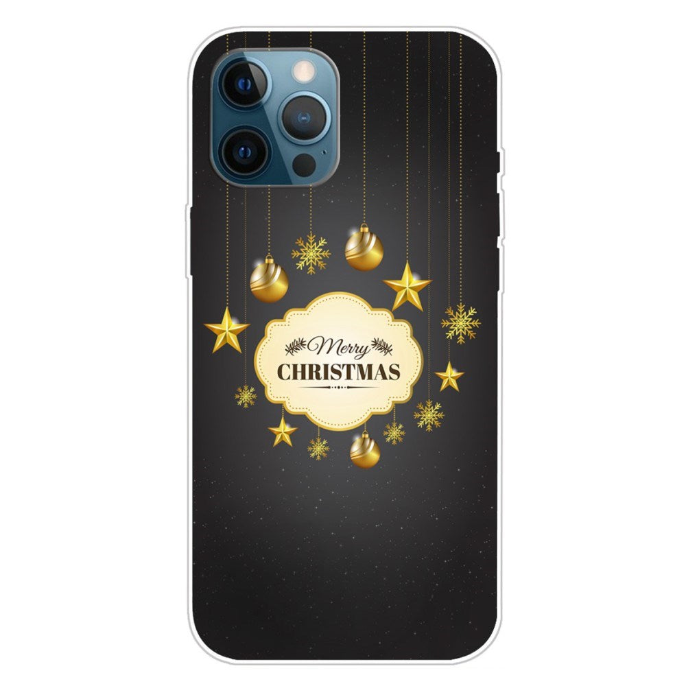 iPhone 16 Pro Fleksibelt Plastik Jule Cover - Merry Christmas - Guld Dekorationer