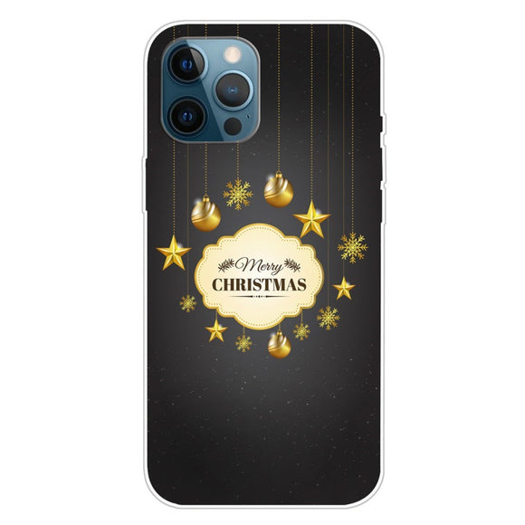 iPhone 16 Pro Fleksibelt Plastik Jule Cover - Merry Christmas - Guld Dekorationer