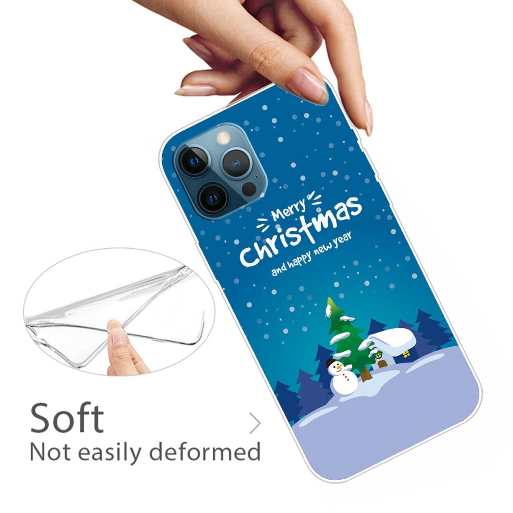 EIDERWOOD iPhone 16 Pro Fleksibelt Plast Julecover - Merry Christmas - Snemand & Juletræ