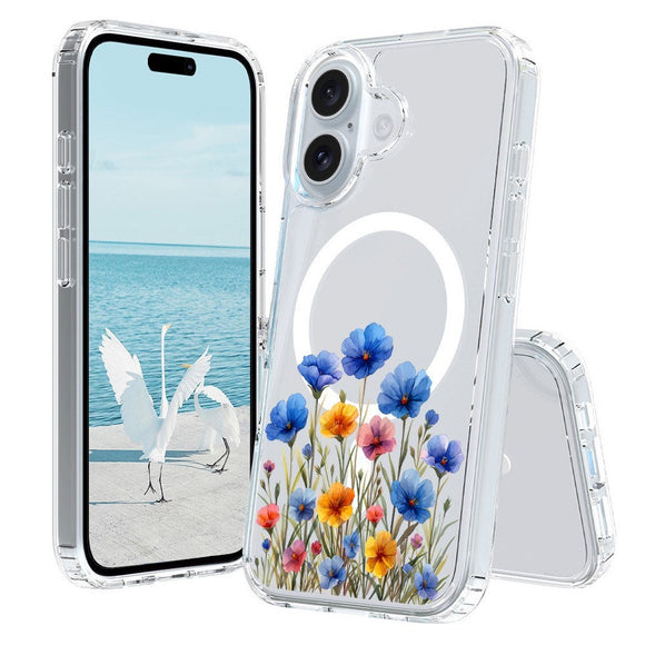 EIDERWOOD iPhone 16 Hybrid Plastik Cover - MagSafe Kompatibel - Valmue Blomster