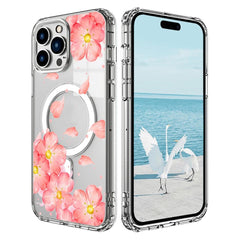 EIDERWOOD iPhone 16 Pro Hybrid Plastik Cover - MagSafe Kompatibel - Lyserøde Blomster
