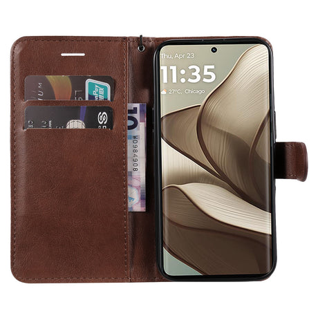 Motorola Moto G55 Wallet Flip Cover i læder m. Pung - Mørkebrun