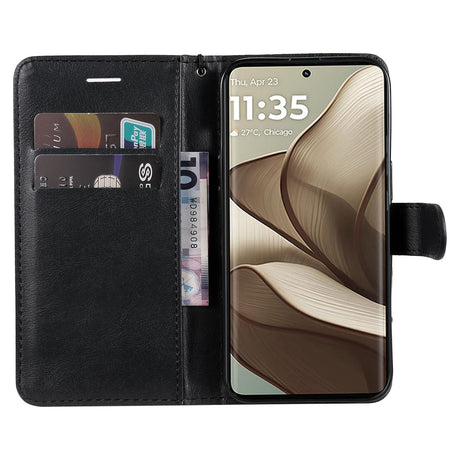 Motorola Edge 50 Wallet Flip Cover i læder m. Pung - Sort