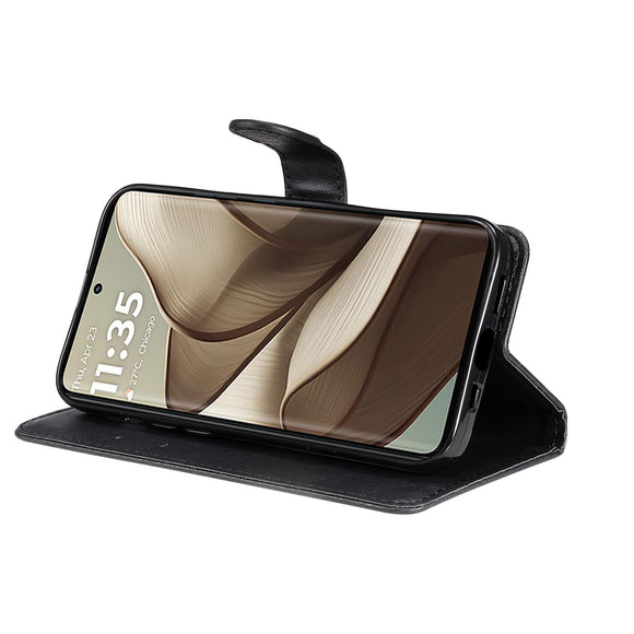 Motorola Edge 50 Wallet Flip Cover i læder m. Pung - Sort
