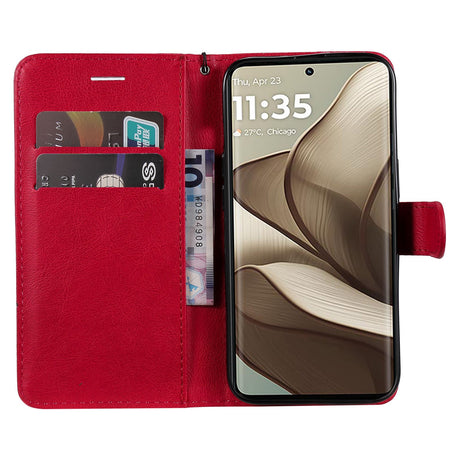 Motorola Edge 50 Wallet Flip Cover i læder m. Pung - Rød