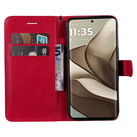 Motorola Edge 50 Wallet Flip Cover i læder m. Pung - Rød