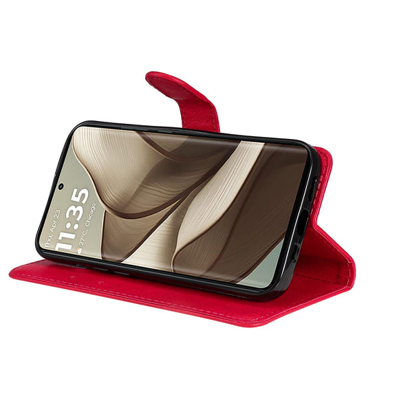 Motorola Edge 50 Wallet Flip Cover i læder m. Pung - Rød