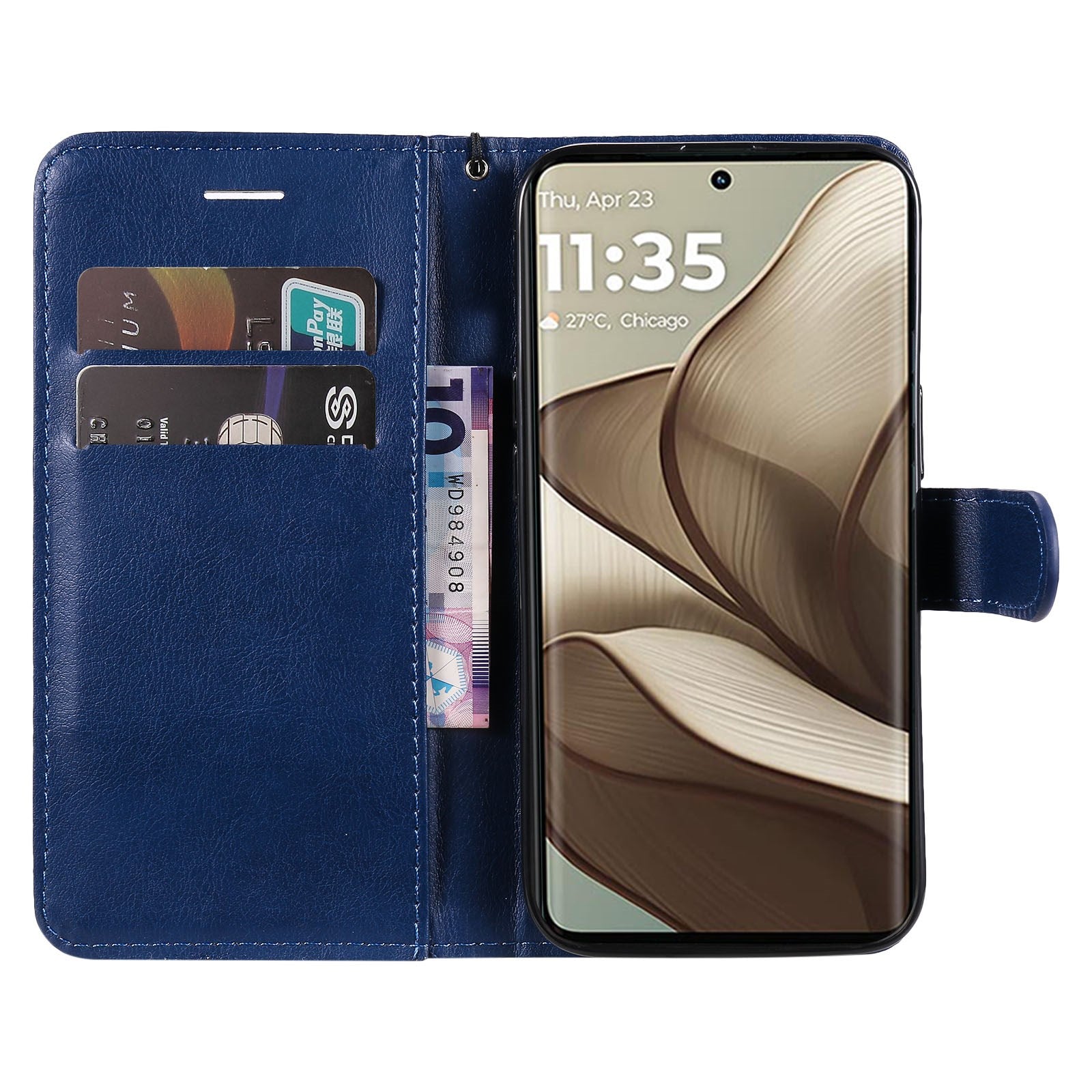 Motorola Edge 50 Wallet Flip Cover i læder m. Pung - Blå