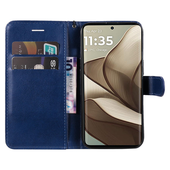 Motorola Edge 50 Wallet Flip Cover i læder m. Pung - Blå