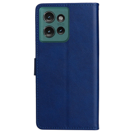 Motorola Edge 50 Wallet Flip Cover i læder m. Pung - Blå