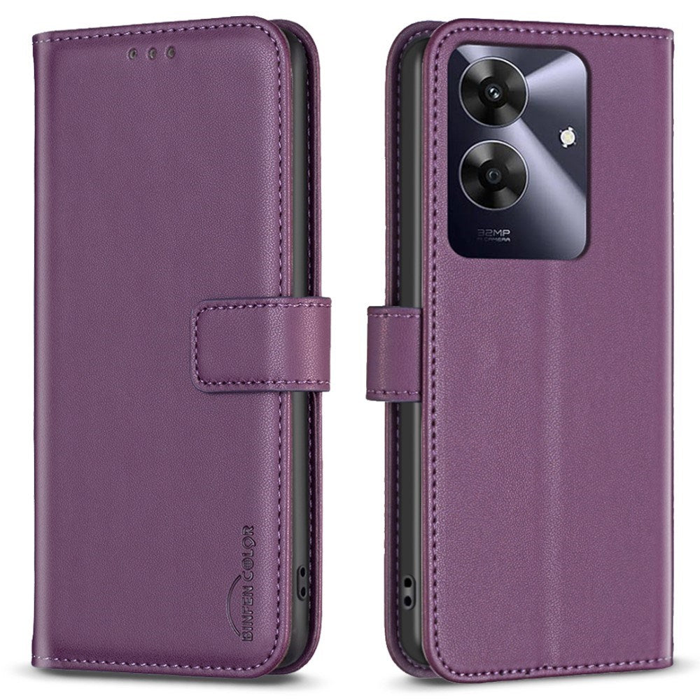 Realme Note 60 / 60x (4G) / C63 (4G) / C61 (4G) Kunstlæder Cover m. Ståfunktion & Kortholder - Lilla