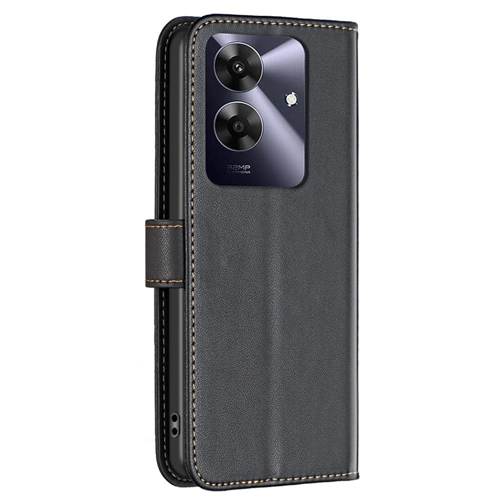 Realme Note 60 / 60x (4G) / C63 (4G) / C61 (4G) Kunstlæder Cover m. Ståfunktion & Kortholder - Sort
