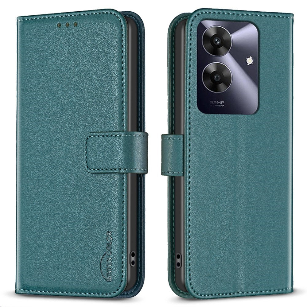 Realme Note 60 / 60x (4G) / C63 (4G) / C61 (4G) Kunstlæder Cover m. Ståfunktion & Kortholder - Grøn