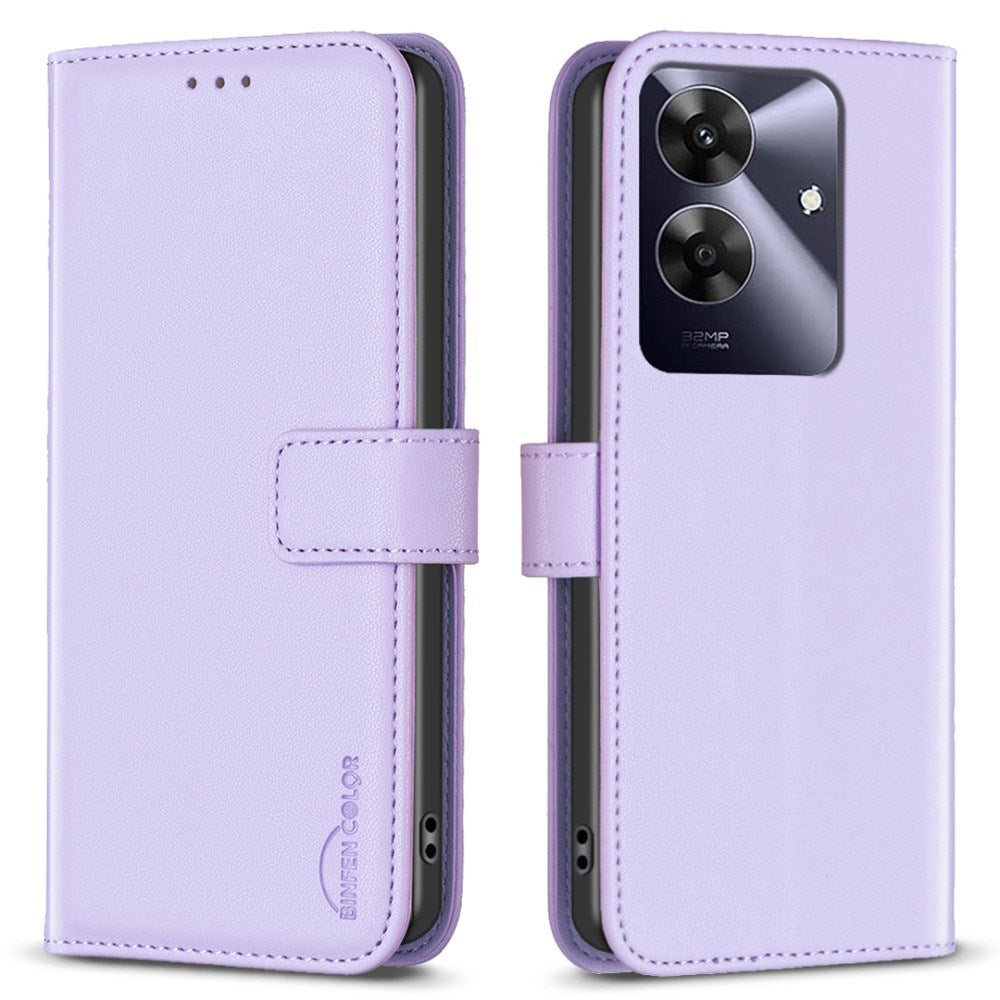 Realme Note 60 / 60x (4G) / C63 (4G) / C61 (4G) Kunstlæder Cover m. Ståfunktion & Kortholder - Lavendel