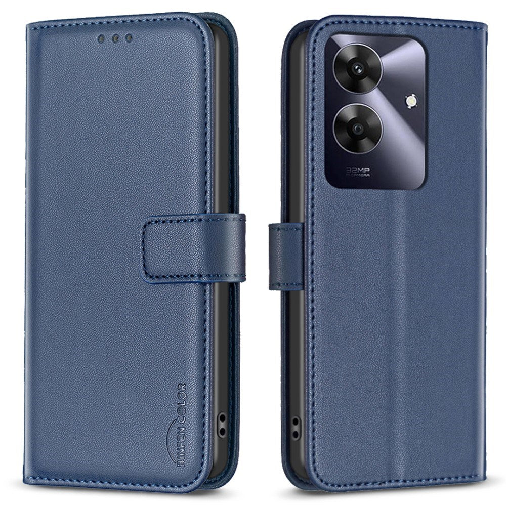 Realme Note 60 / 60x (4G) / C63 (4G) / C61 (4G) Kunstlæder Cover m. Ståfunktion & Kortholder - Blå