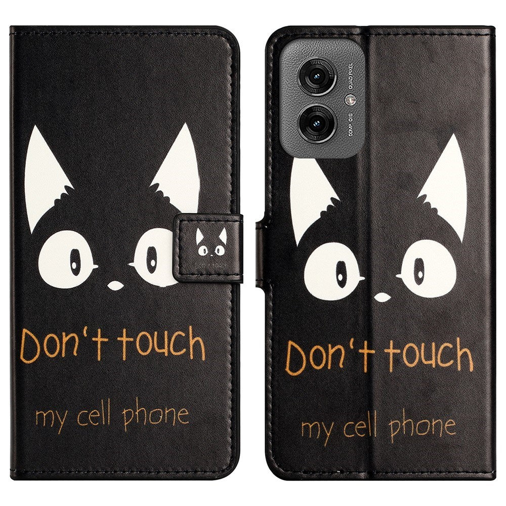 EIDERWOOD Motorola Moto G55 Flip Cover m. Kortholder og Ståfunktion - "Don't Touch My Cell Phone"