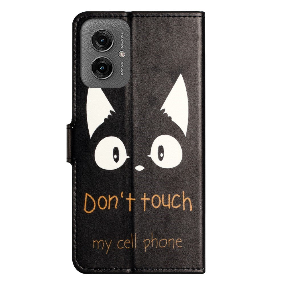 EIDERWOOD Motorola Moto G55 Flip Cover m. Kortholder og Ståfunktion - "Don't Touch My Cell Phone"